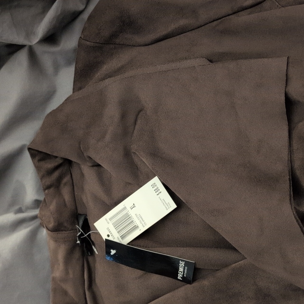 Brown Suede Cardigan Size XL - Picture 6 of 12